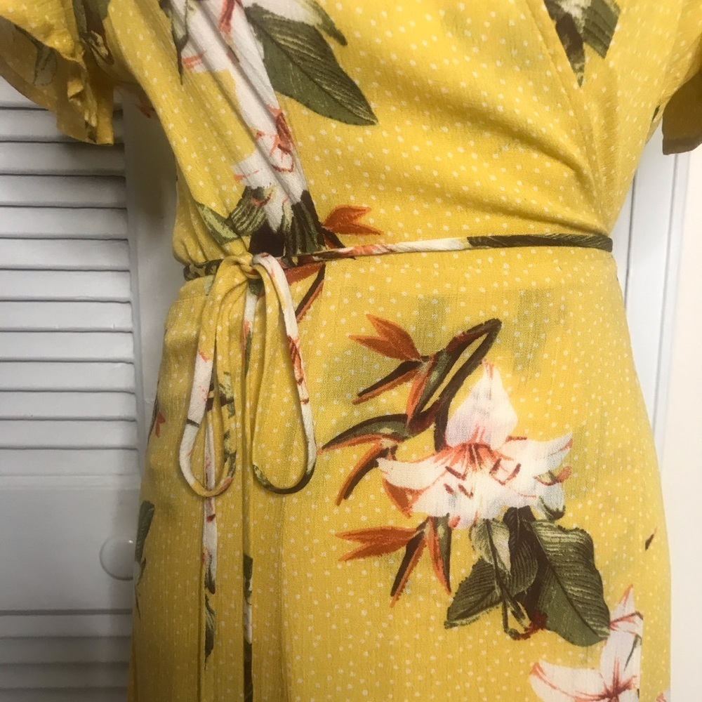 Heart of Marigold Yellow Tropical Wrap Maxi Dress - Picture 7 of 8